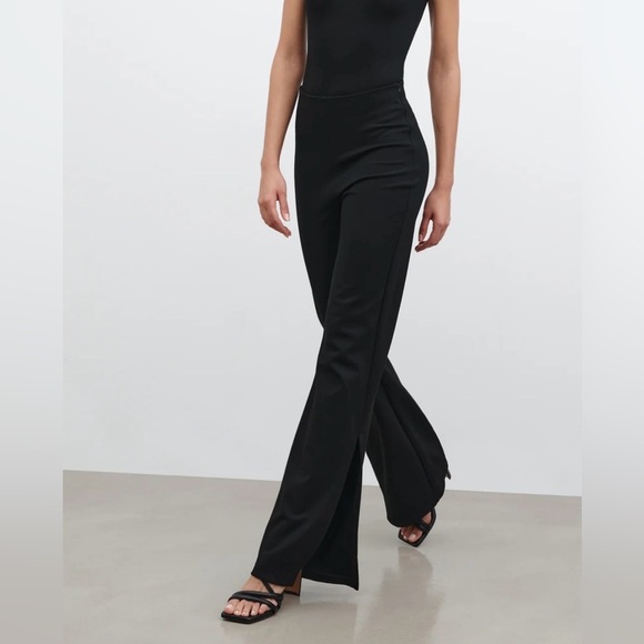NWT Marcella Pearson Black Split Seam Trouser Pants, Ponte Fabric, Flare Leg, XS - Picture 1 of 15